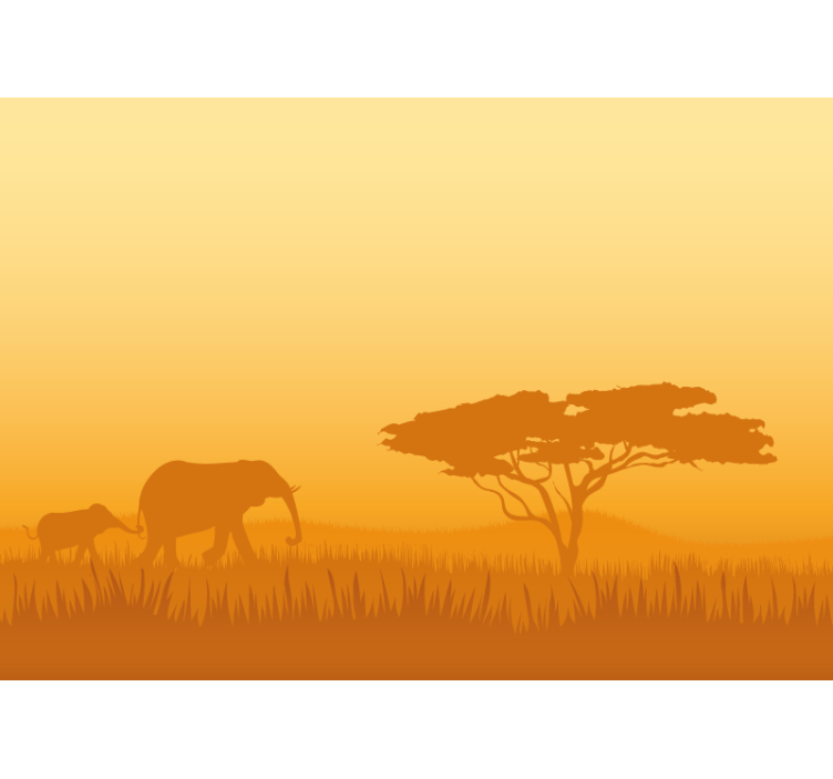 Elephants on Safari wall mural animals - TenStickers