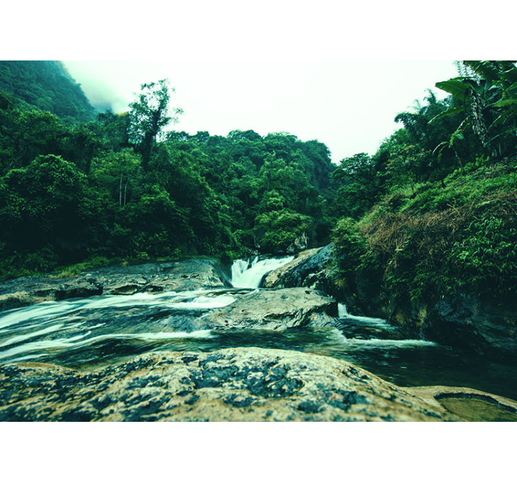 Serene Green Scene waterfall wall mural - TenStickers