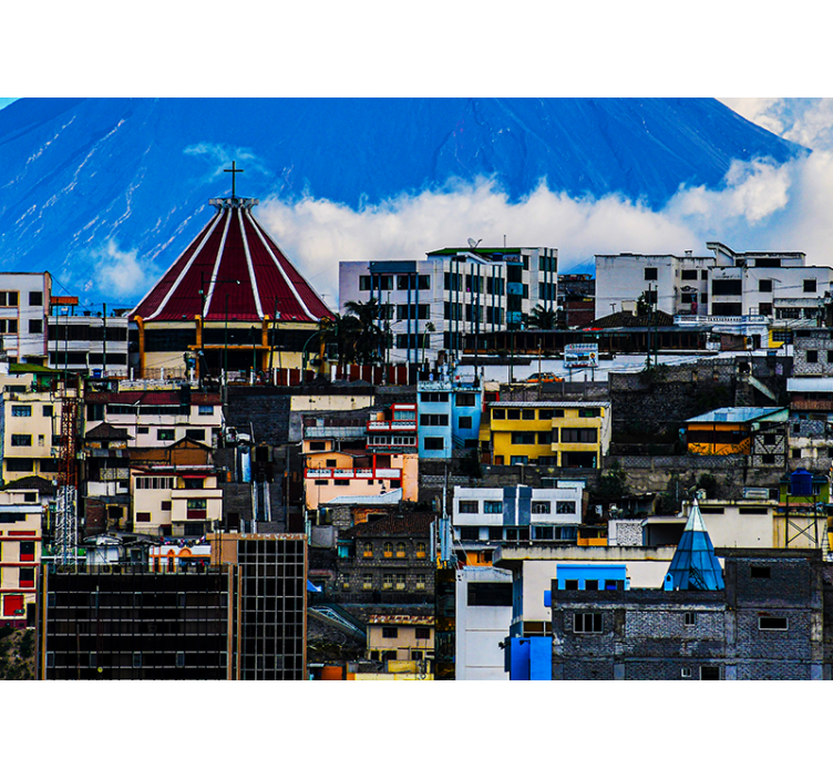 Cityscape with Volcano wall mural city - TenStickers