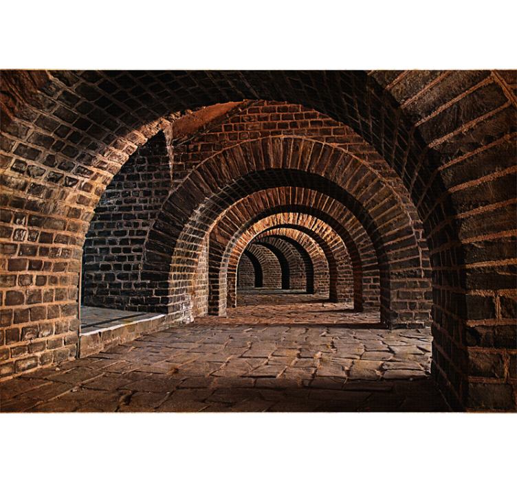 Arched Stone Passage 3d mural wallpaper - TenStickers