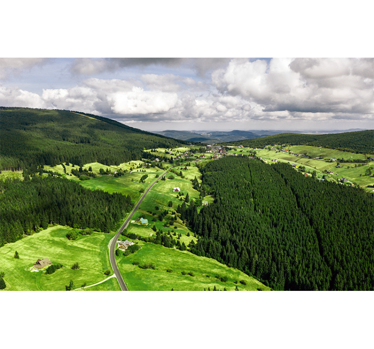 Lush Green Hills landscape wall mural - TenStickers