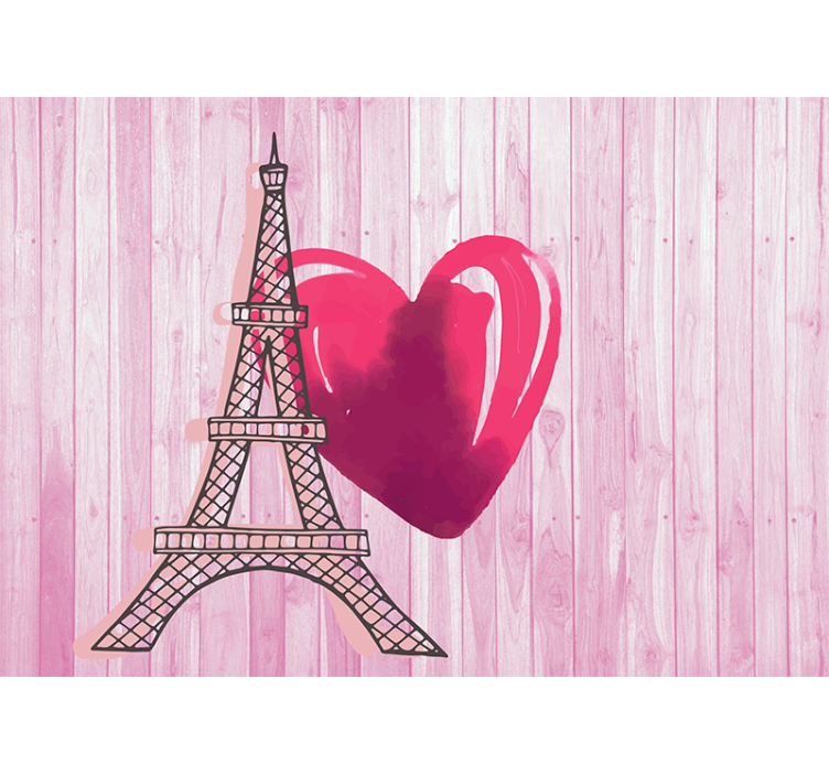 Love wall mural eiffel tower heart - TenStickers