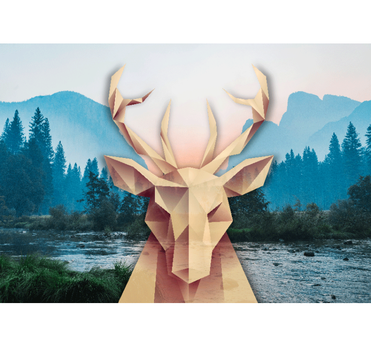 Geometric Stag Portrait wall mural animals - TenStickers