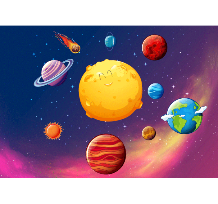 Wall mural fantasy happy planet characters - TenStickers
