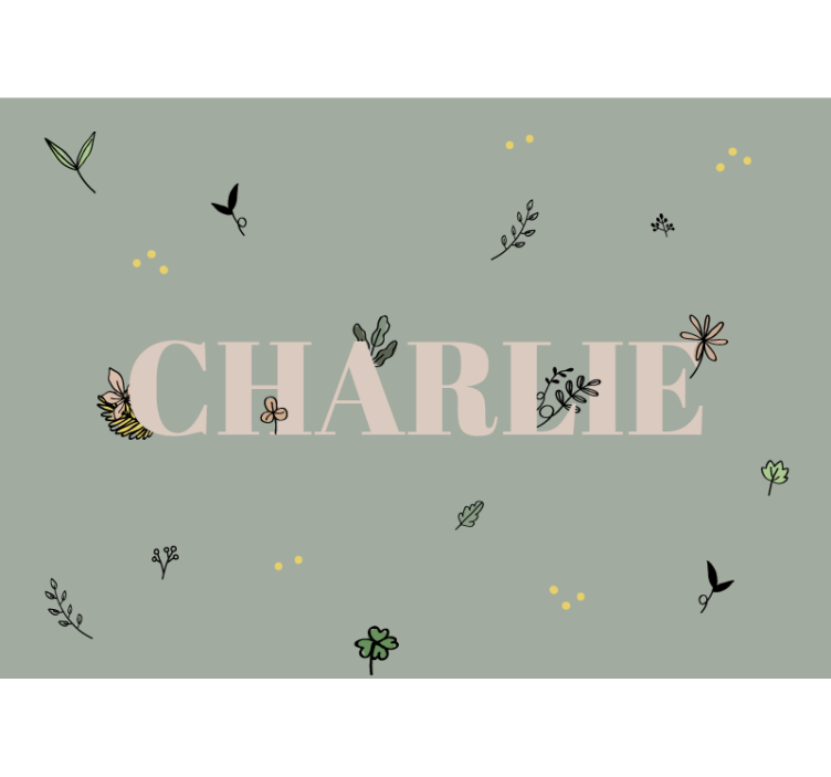 Floral Name Design childrens bedroom wall mural - TenStickers