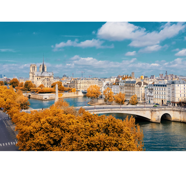 Wall mural paris notre dame autumn scene - TenStickers