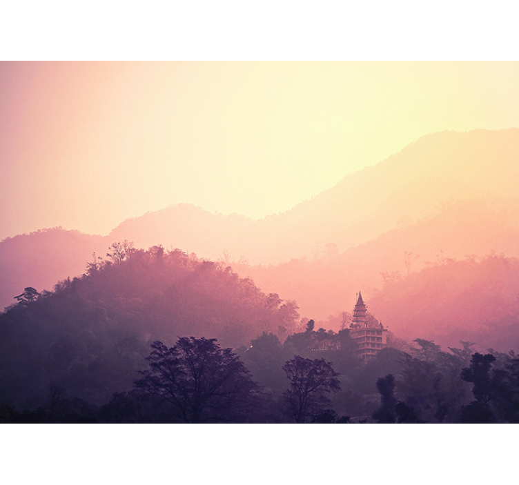 Mountain Temple View nature wall mural - TenStickers