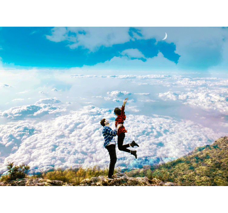 Joyful Embrace Above Clouds love wall mural - TenStickers