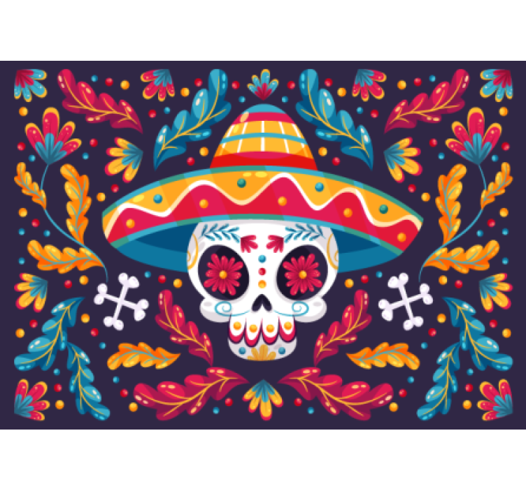 Wall mural animals colorful sugar skull - TenStickers