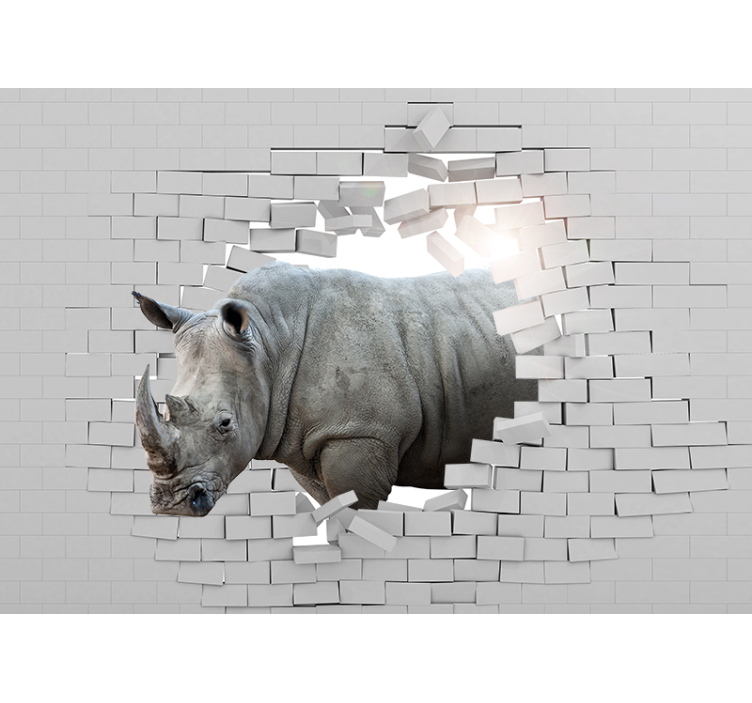 Rhino Breaking Through wall mural animals - TenStickers