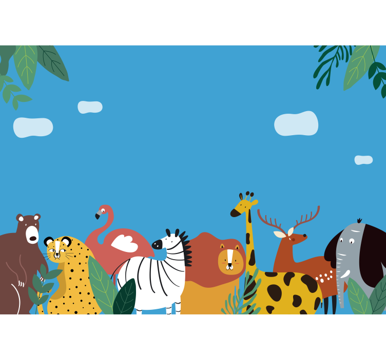 Colorful Animal Parade wall mural animals - TenStickers