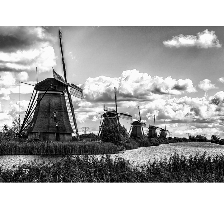 Iconic Dutch Windmills wall mural Amsterdam - TenStickers