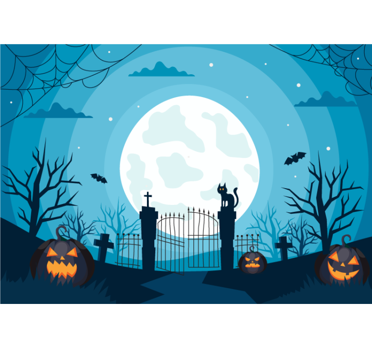 Haunted Graveyard Scene wall mural halloween - TenStickers