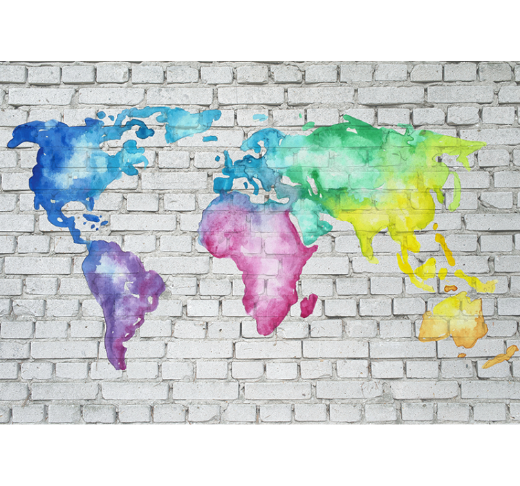 Wall mural world map watercolor world map - TenStickers