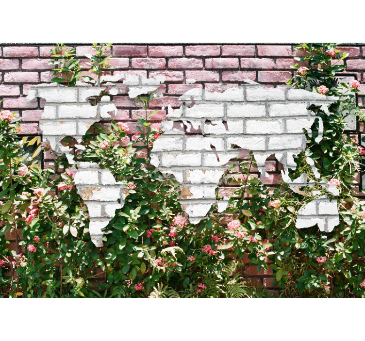 Wall mural world map flowering world map - TenStickers