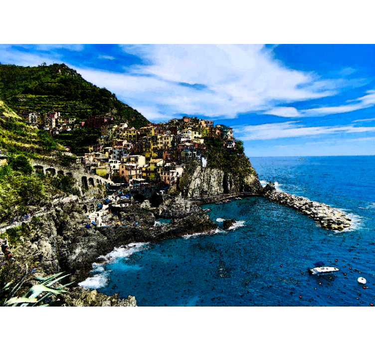 Coastal Village View wall mural city - TenStickers