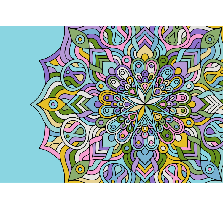 Mandala wall mural with complex geometric patterns - TenStickers
