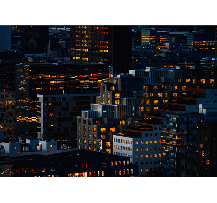 Illuminated Cityscape Evenings wall mural city - TenStickers