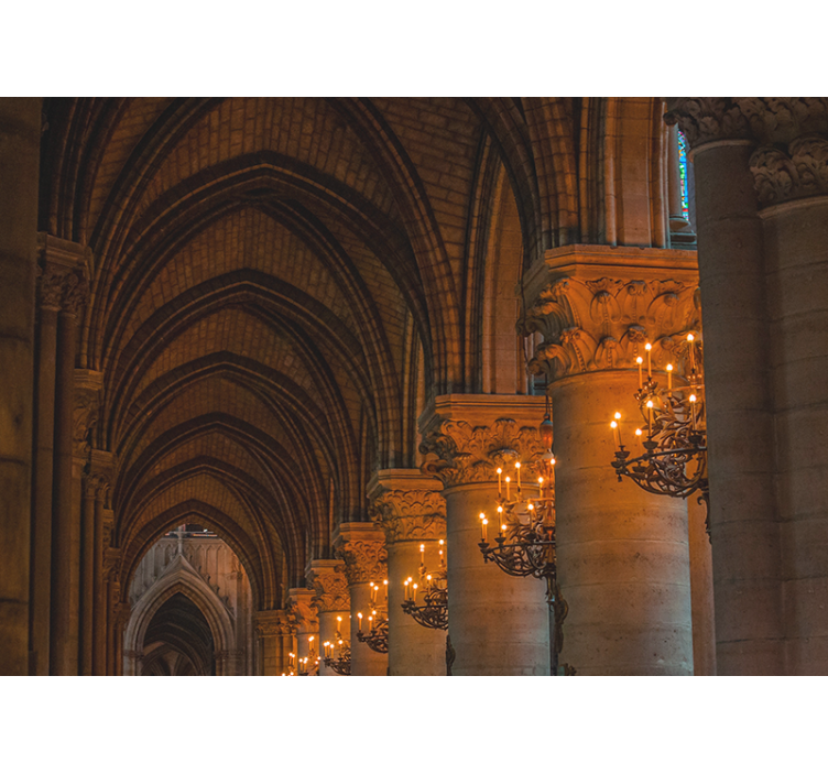 Gothic Archways with Chandelier wall mural classic art - TenStickers