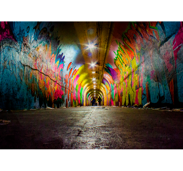 Urban art wall mural vivid tunnel graffiti - TenStickers