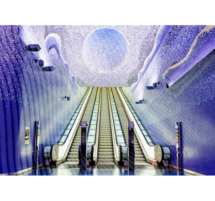 Escalator Entrance Artwork wall mural city - TenStickers