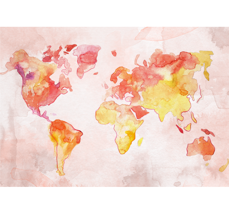Wall mural world map watercolor global map - TenStickers