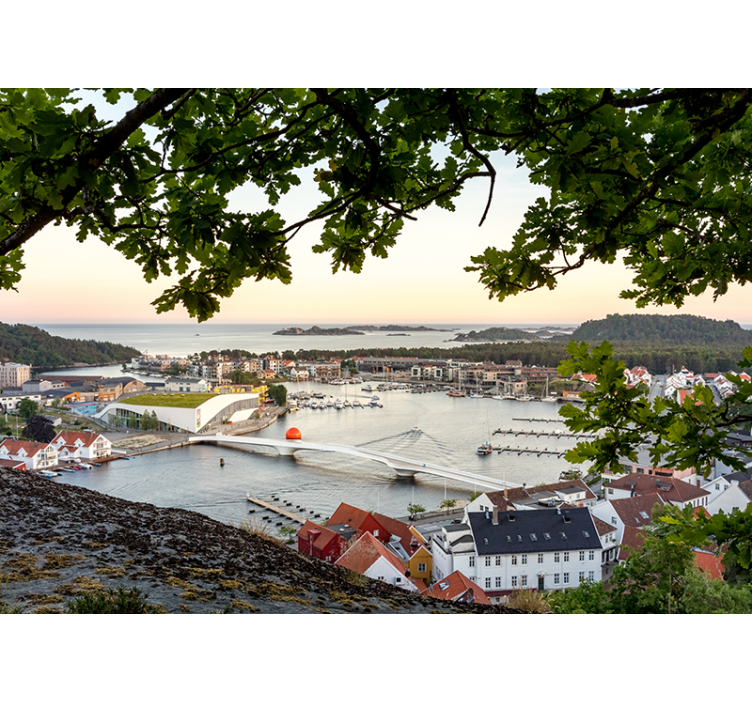 Wall mural city charming coastal scene - TenStickers