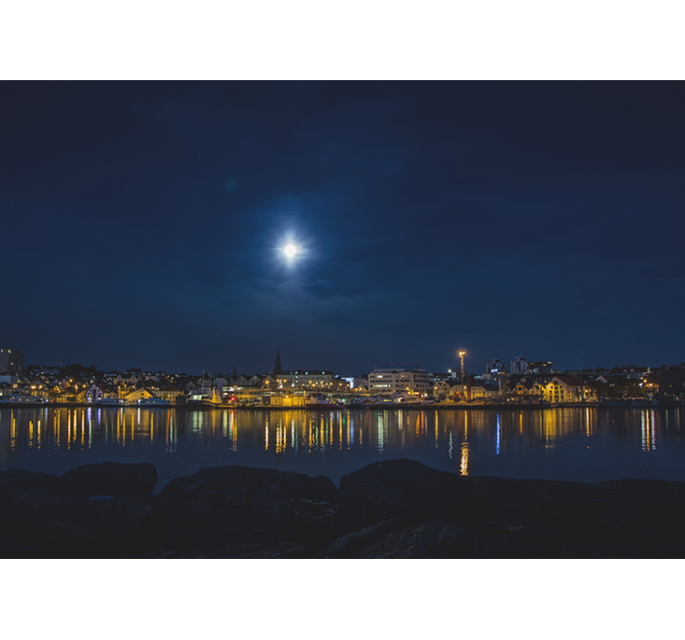 Moonlit Urban Echoes wall mural city - TenStickers