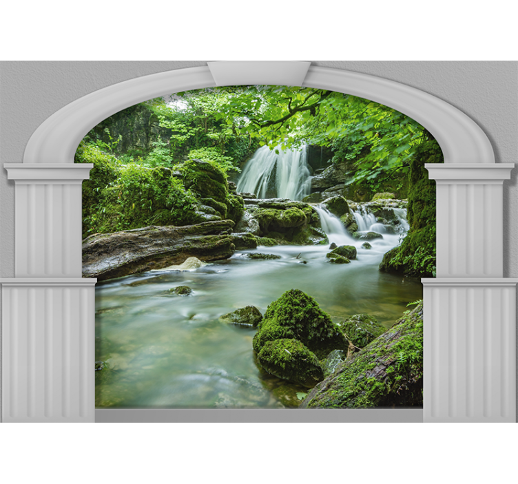Nature wall mural gentle waterfall scene - TenStickers