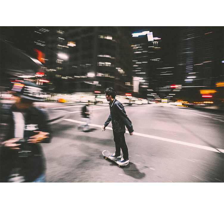 Wall mural city urban night skate - TenStickers