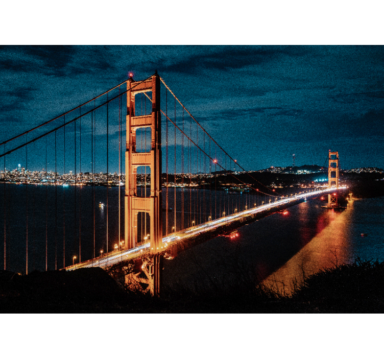 Wall mural city golden gate bridge at night - TenStickers