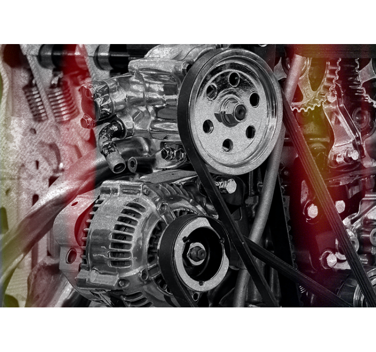 Automotive wall murals engine components close-up - TenStickers