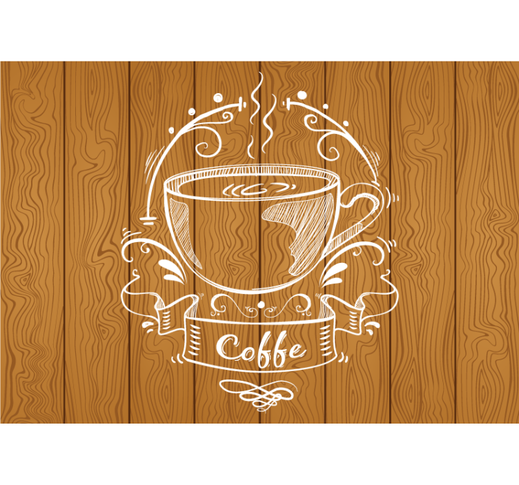 Wall mural text coffee cup design - TenStickers