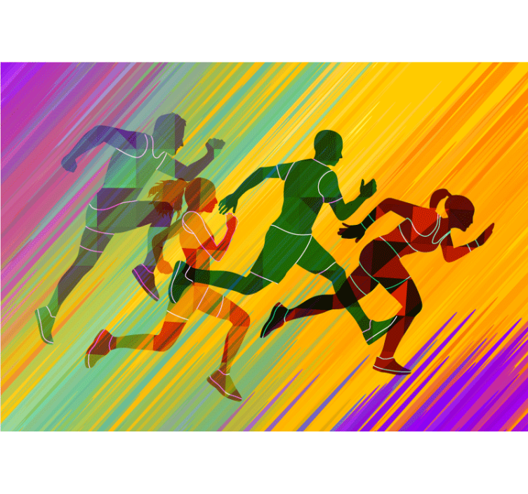 Wall mural people dynamic running figures - TenStickers