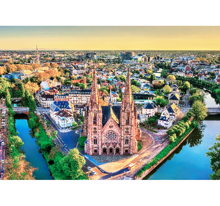 Aerial View Cathedral wall mural city - TenStickers