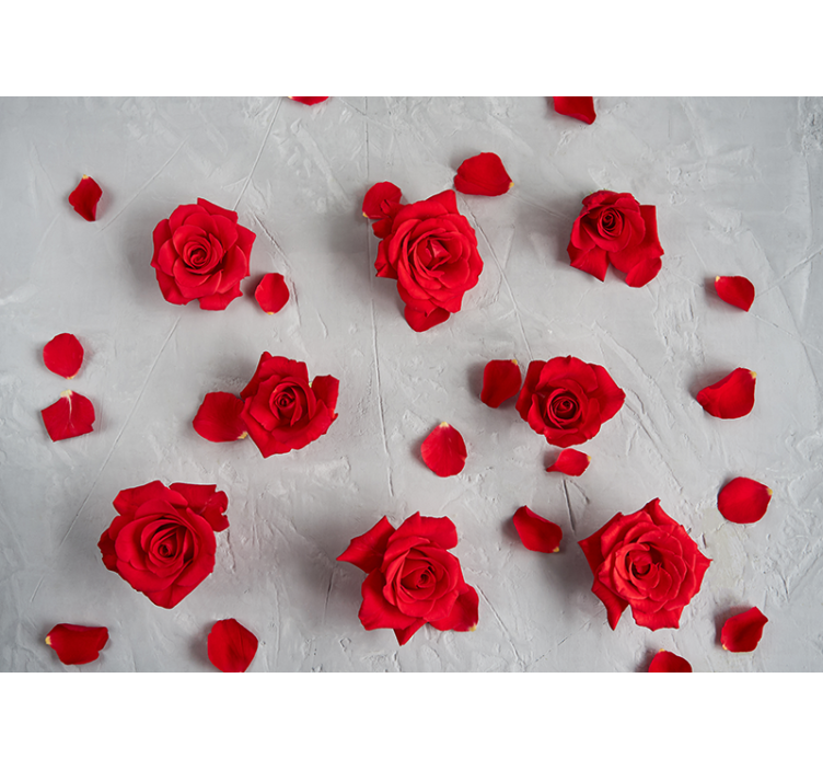 Red Rose Petals flowers wall mural - TenStickers