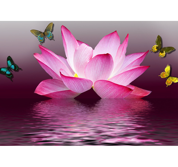 Flowers wall mural lotus blossom serenity - TenStickers