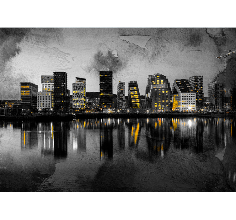 Modern Skyline Reflection wall mural city - TenStickers