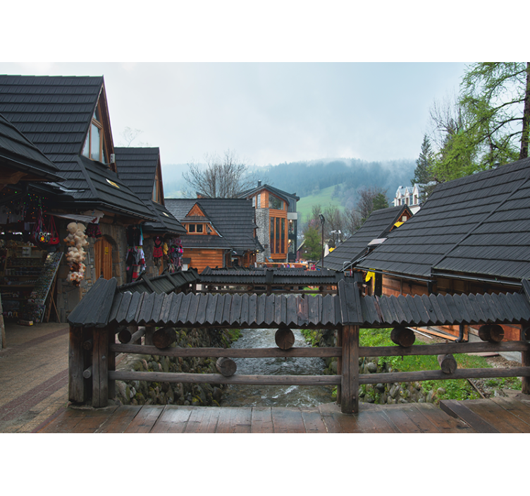Charming Alpine Village wall mural city - TenStickers