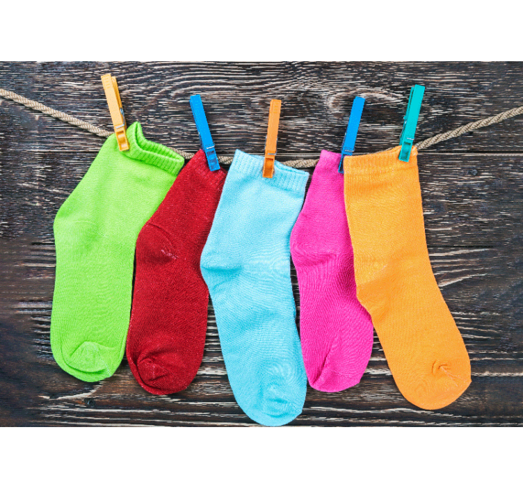 Colorful Hanging Socks wall mural christmas - TenStickers