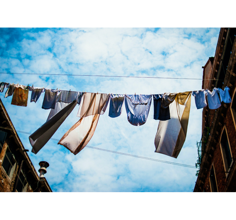 Clothes Line Breeze wall mural city - TenStickers