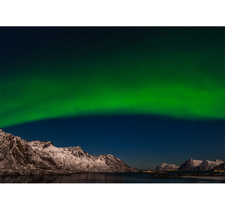 Nature wall mural northern lights over mountains - TenStickers