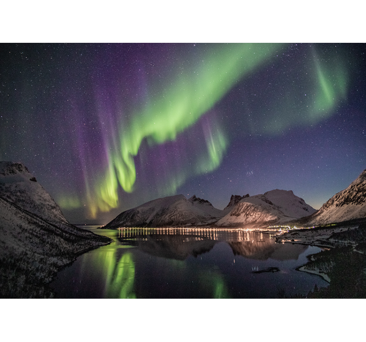 Sky mural wallpaper aurora borealis reflection - TenStickers