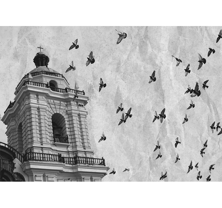 Wall mural city historic tower birds - TenStickers