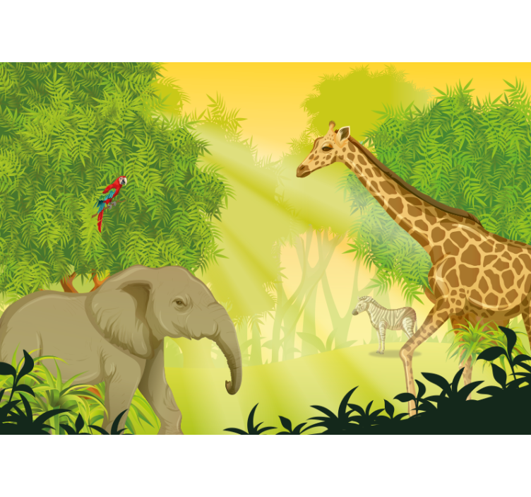 Wall mural animals savanna safari scene - TenStickers