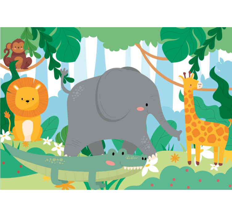 Wall mural animals friendly jungle creatures - TenStickers