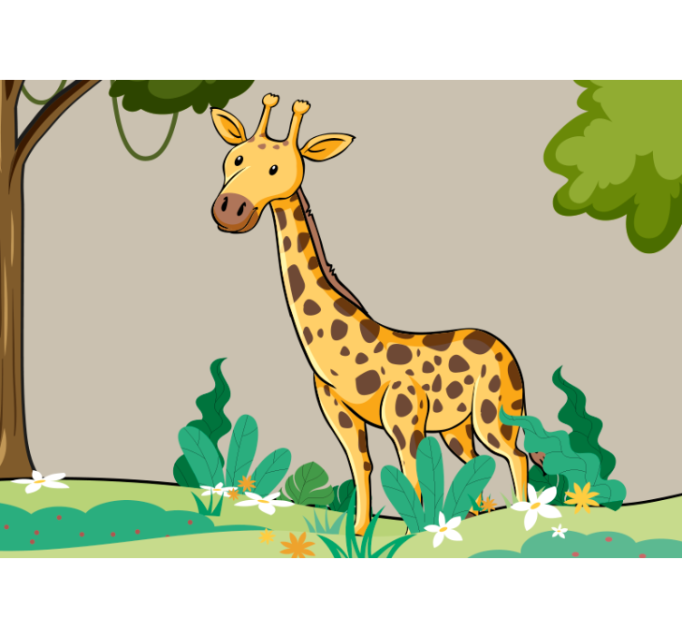 Wall mural animals playful giraffe scene - TenStickers