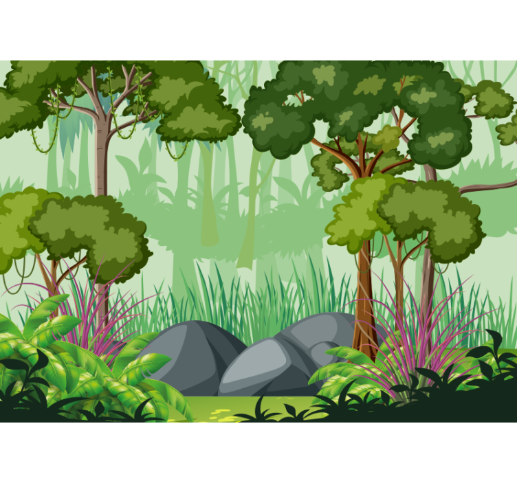 Wall mural jungle lush greenery scene - TenStickers