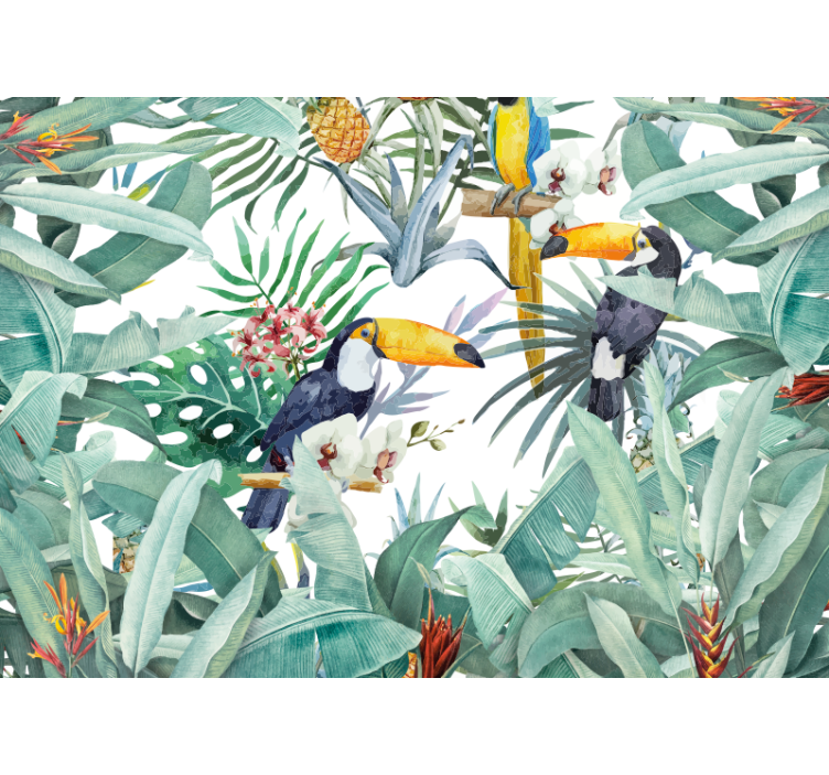 Wall mural animals toucans in the foliage - TenStickers