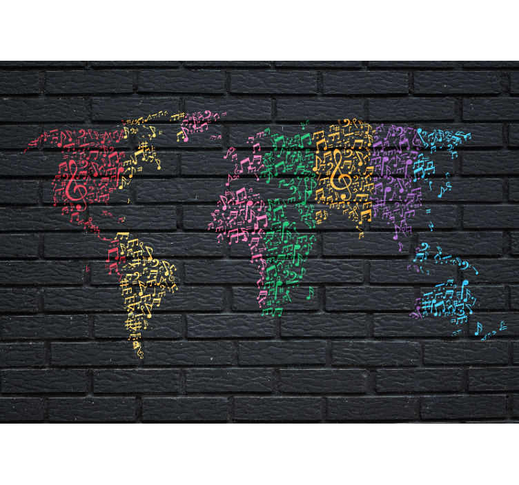 Wall mural music musical world map - TenStickers